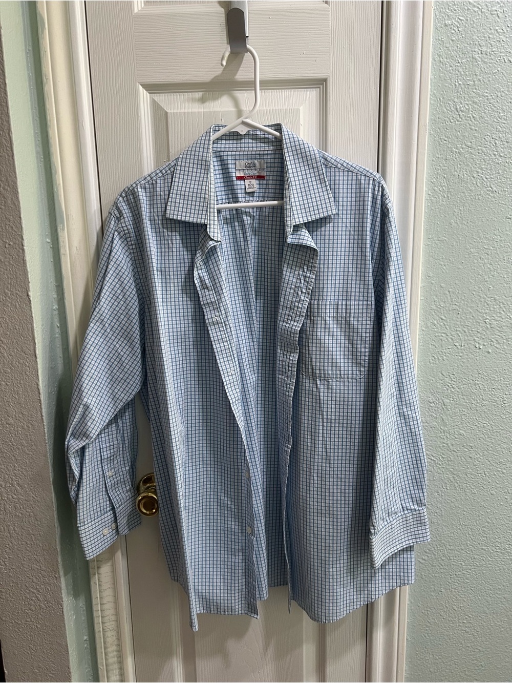 croft & barrow Light Blue Checked Men's Dress Shirt